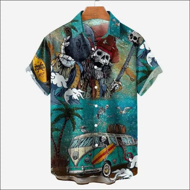 3d Skull Party Hawaiian Shirt Men’s Casual Loose Breathable