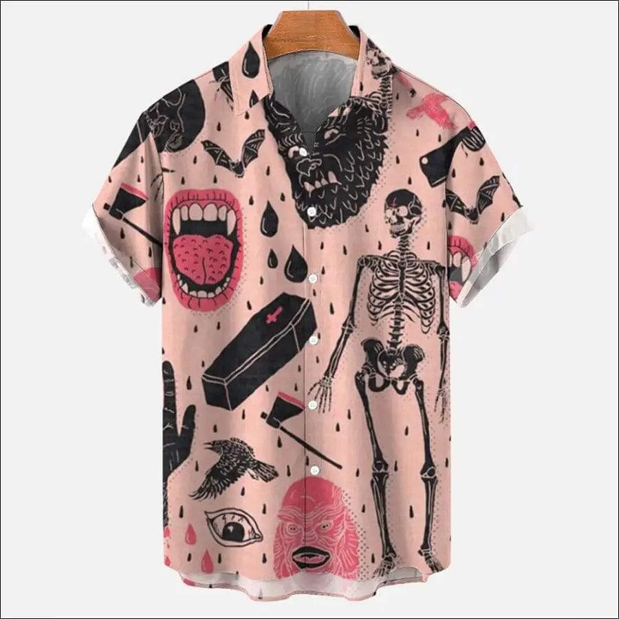 3d Skull Party Hawaiian Shirt Men’s Casual Loose Breathable