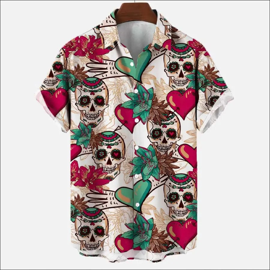 3d Skull Party Hawaiian Shirt Men’s Casual Loose Breathable