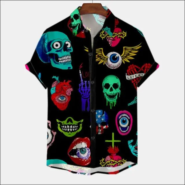 3d Skull Party Hawaiian Shirt Men’s Casual Loose Breathable