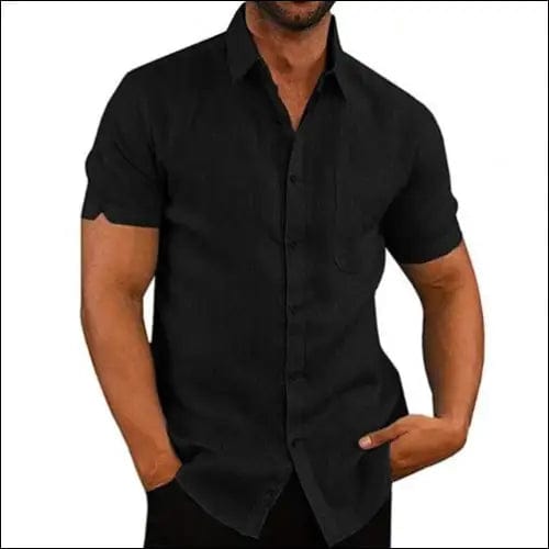 3XL Men Casual Short Sleeve Turn Down Collar Single-breasted