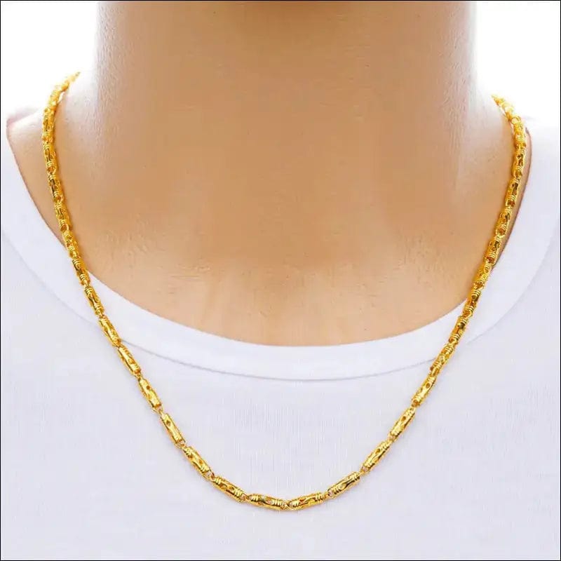 4MM backup hollow cylinder men’s necklace chain plated 24K