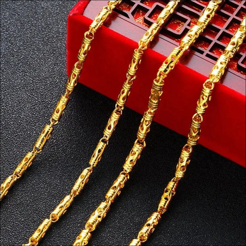 4MM backup hollow cylinder men’s necklace chain plated 24K