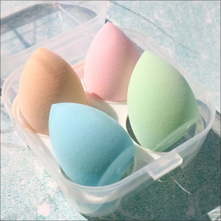 4pcs Makeup Blender Cosmetic Puff Sponge with Storage Box