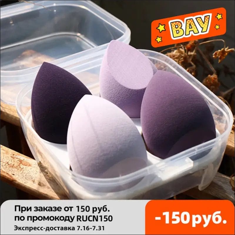 4pcs Makeup Blender Cosmetic Puff Sponge with Storage Box