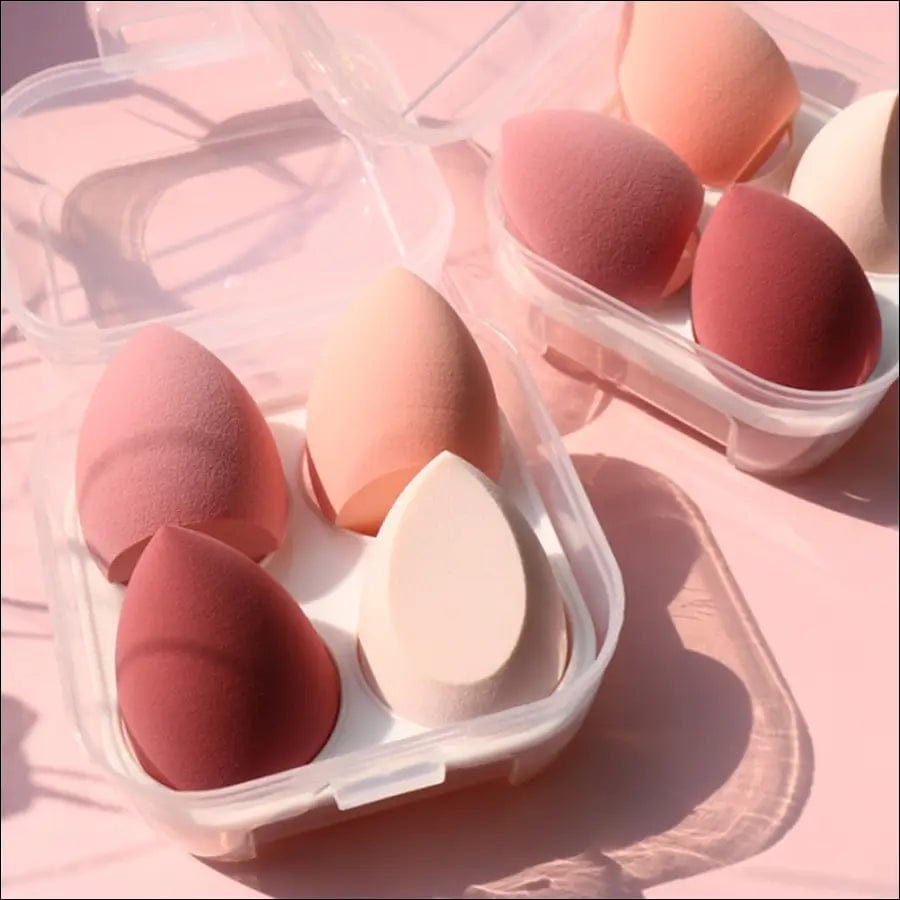 4pcs Makeup Blender Cosmetic Puff Sponge with Storage Box