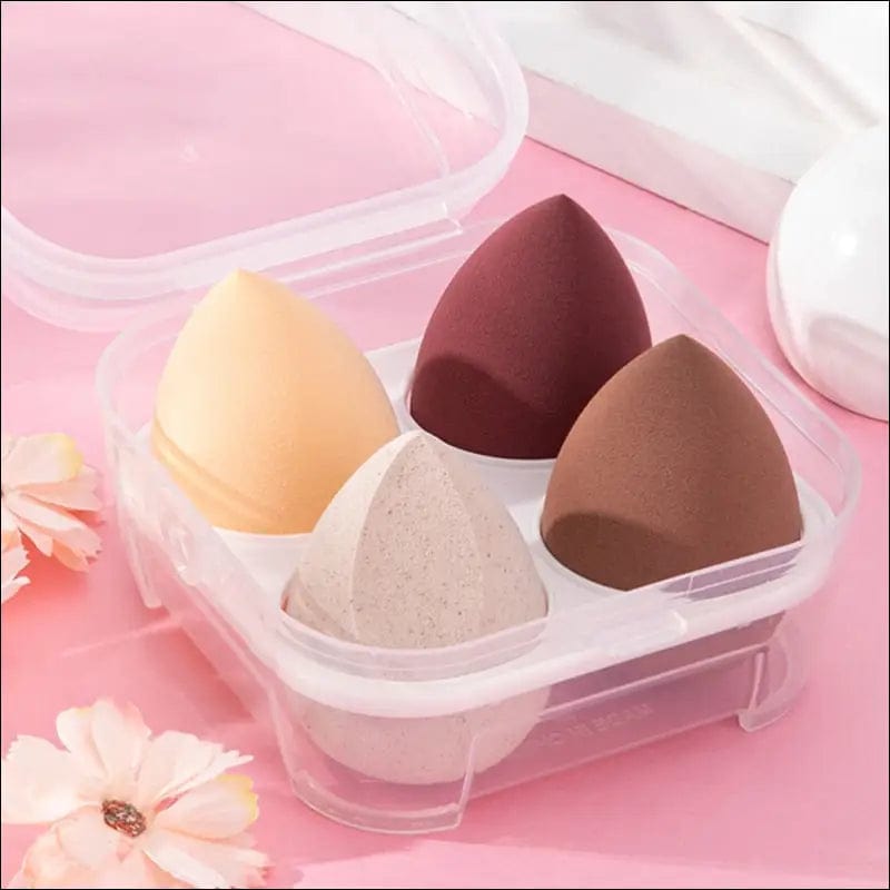 4pcs Makeup Blender Cosmetic Puff Sponge with Storage Box