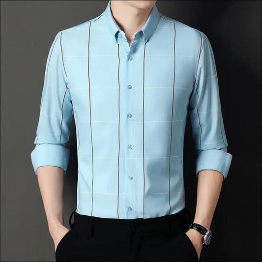 5XL New Spring/Summer High Quality Striped Plaid Men’s Shirt