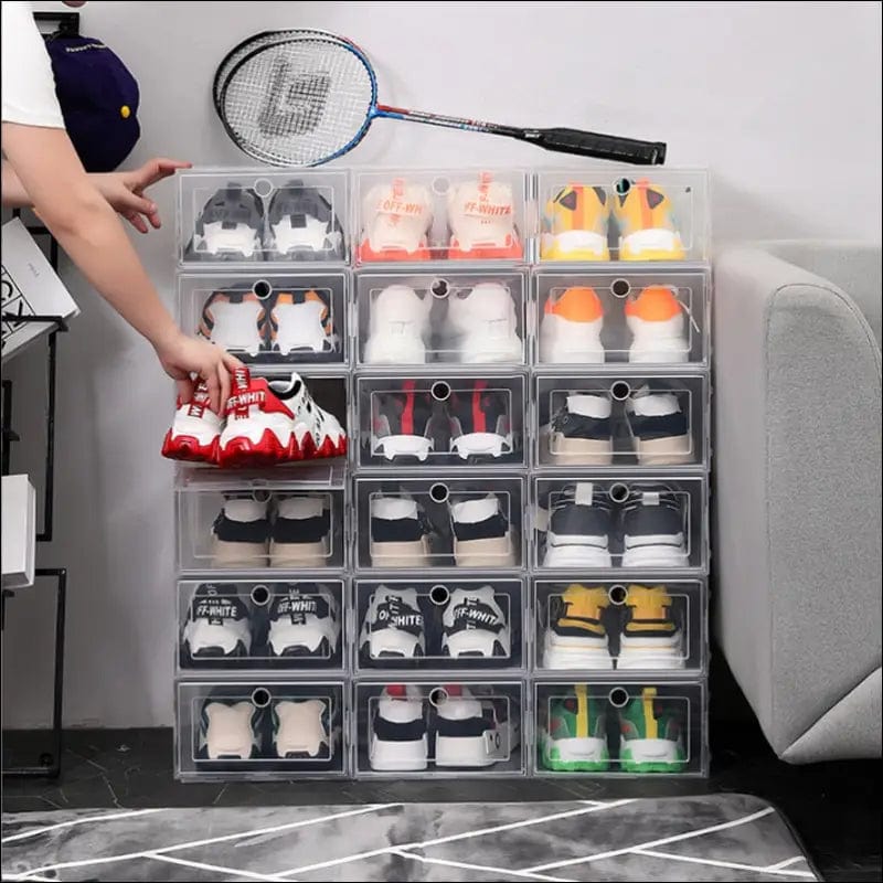 6pcs/set Transparent sneaker storage organizer box -