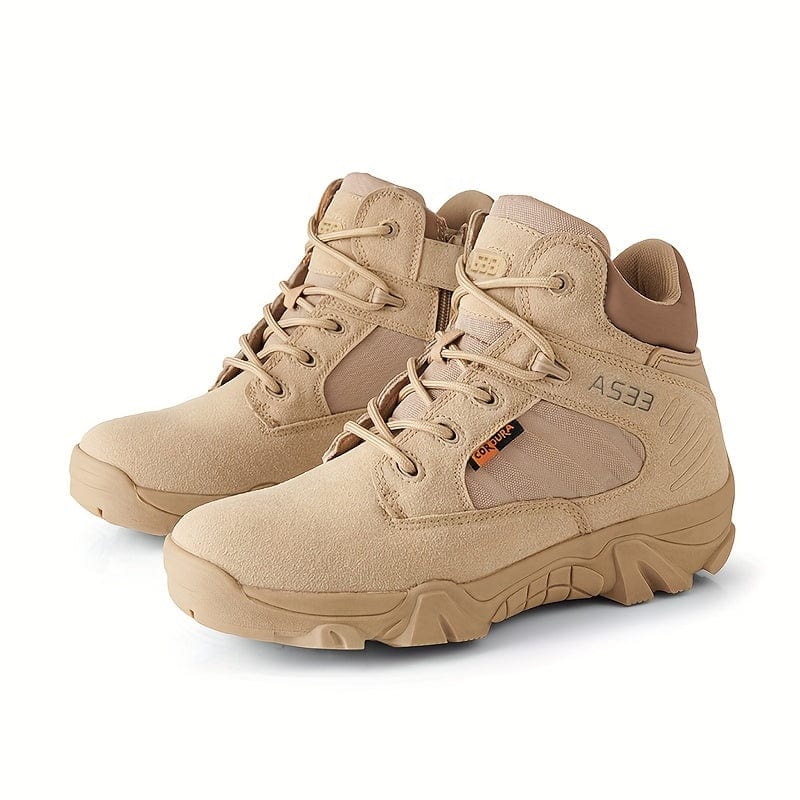 Men's High Top Solid Boots, Comfy Non Slip Lace Up Durable Shoes For Men's Outdoor Activities