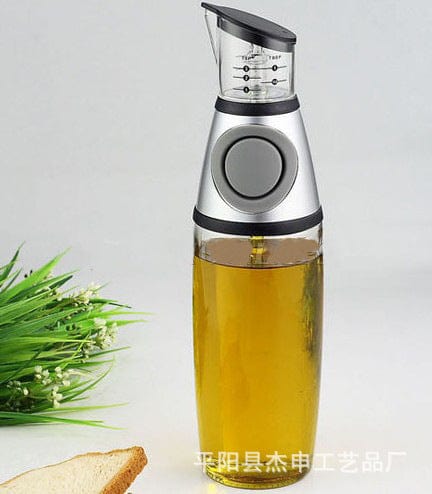 Measurable glass oil pot leak-proof oil press type control quantitative oil sauce vinegar bottle seasoning bottle large