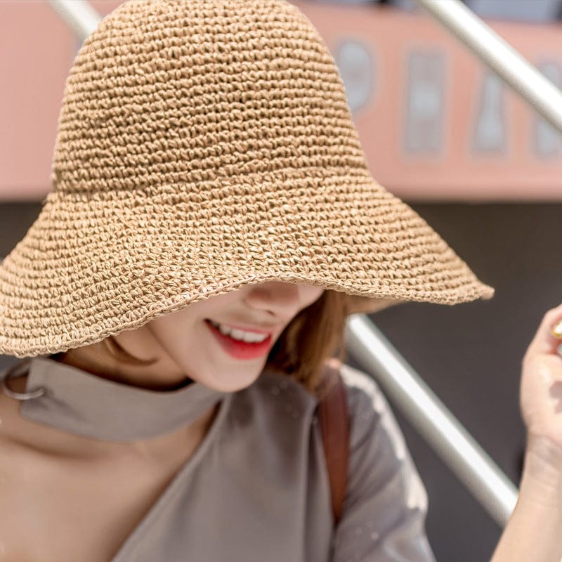 Chapeau pare-soleil en crochet pour femme, grande coïncidence, protection solaire d'été, casquette de pêcheur pliante, chapeau de plage, vacances en bord de mer