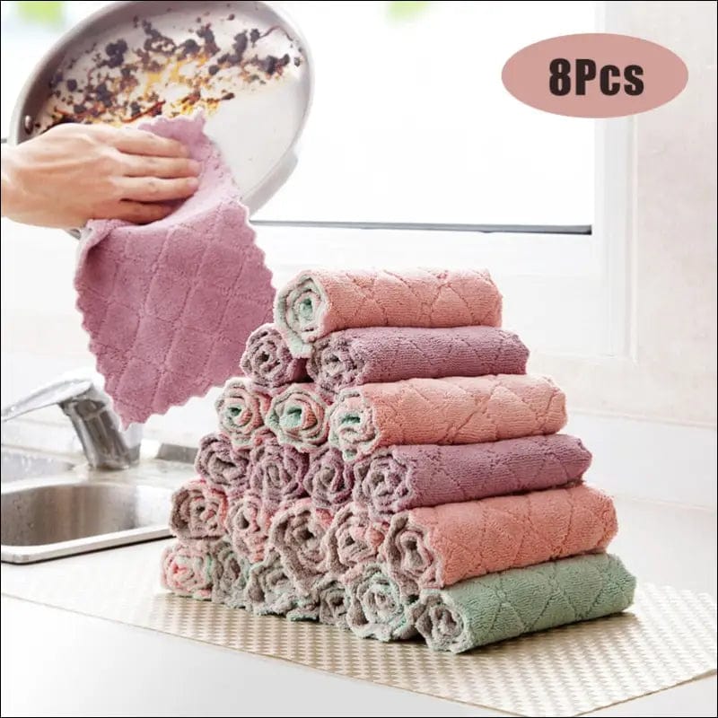8PCS Microfiber Kitchen Towel Soft Absorbent Dish Non-stick
