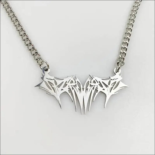 90s Cyber Goth Rock Metal Thorns Chains Necklace -
