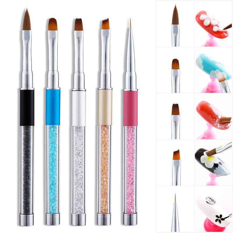 Cross-border explosion nail pen acrylic diamond pull pen nail brush crystal carved phototherapy painted pen