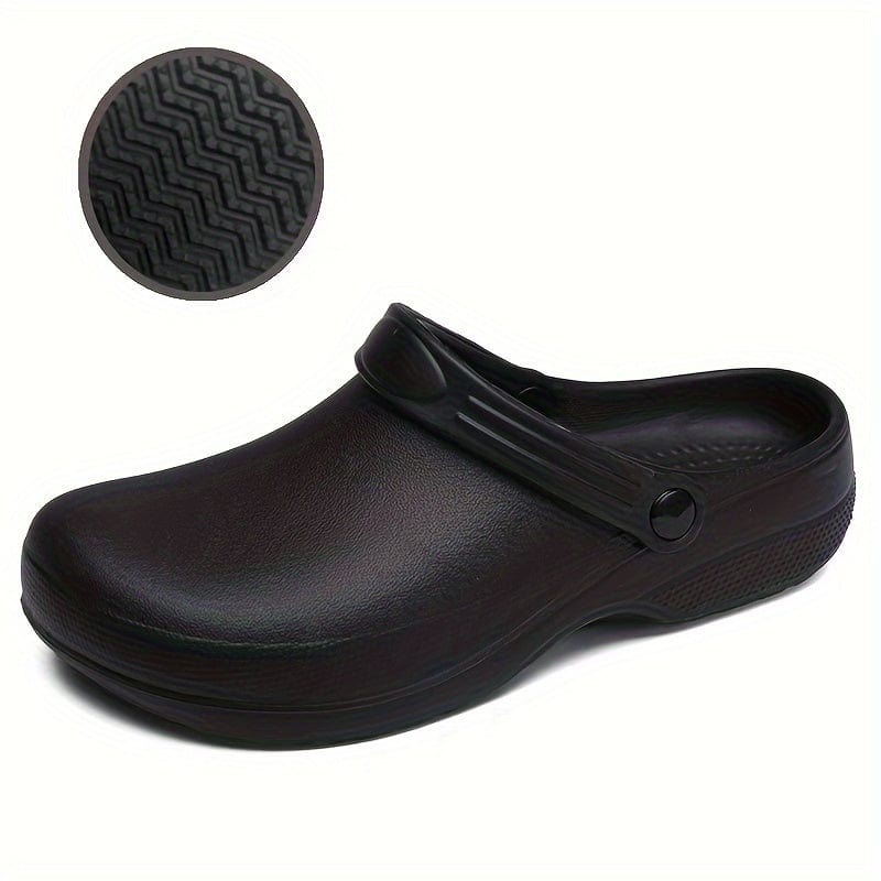 Men's Trendy Solid EVA Chef Shoes, Comfy Casual Waterproof Durable Sliders For Men's Outdoor Activities