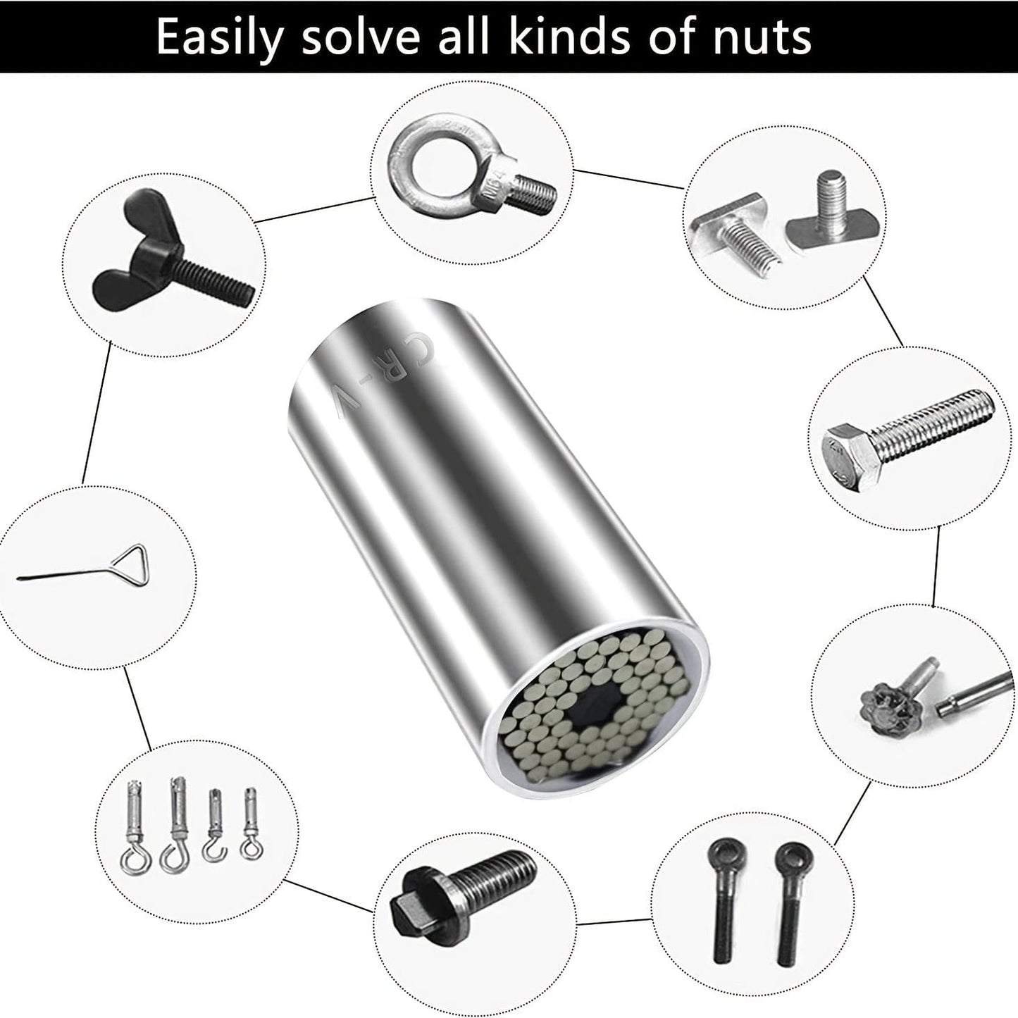 Car Multi-function Socket Wrench Kit, Universal Socket Wrench Kit ,Unscrew Any Bolt,Ratchet Wrench(7-19mm)