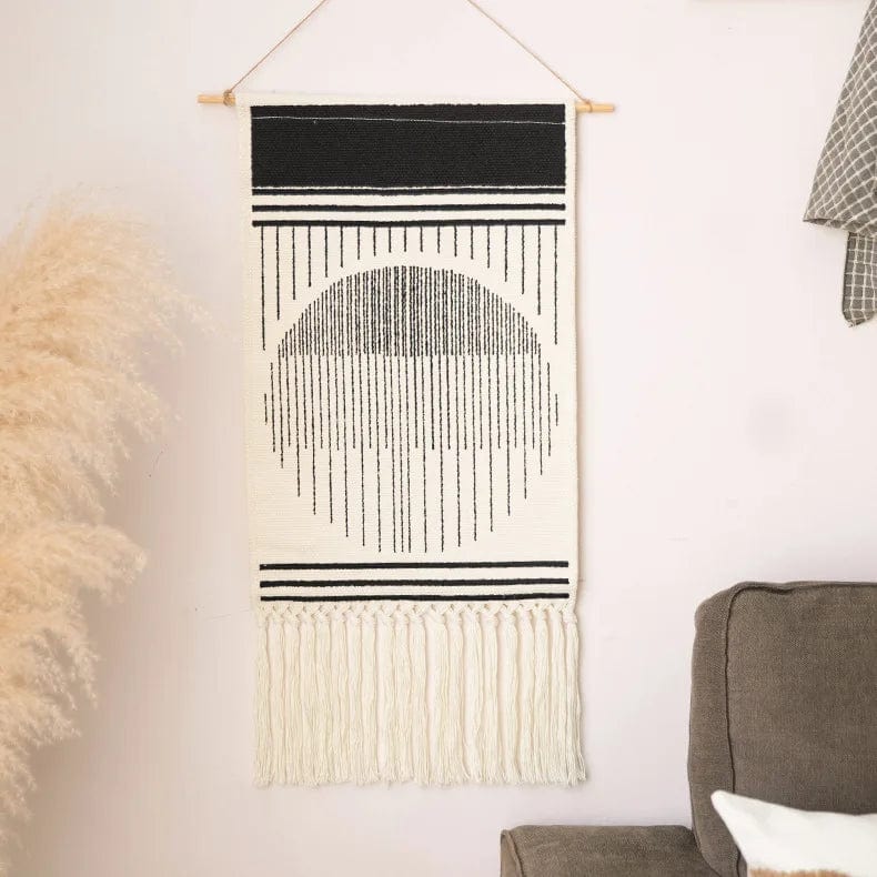 Nordic style Home Boho Decor cotton Tassel Handmade Woven Wall Hanging Tapestry colorful printing hand knotted wall decoration