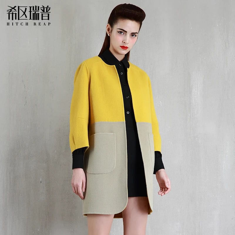 90% Wool Tweed Coat Color Matching Small Short Cashmere Free Loose Coat