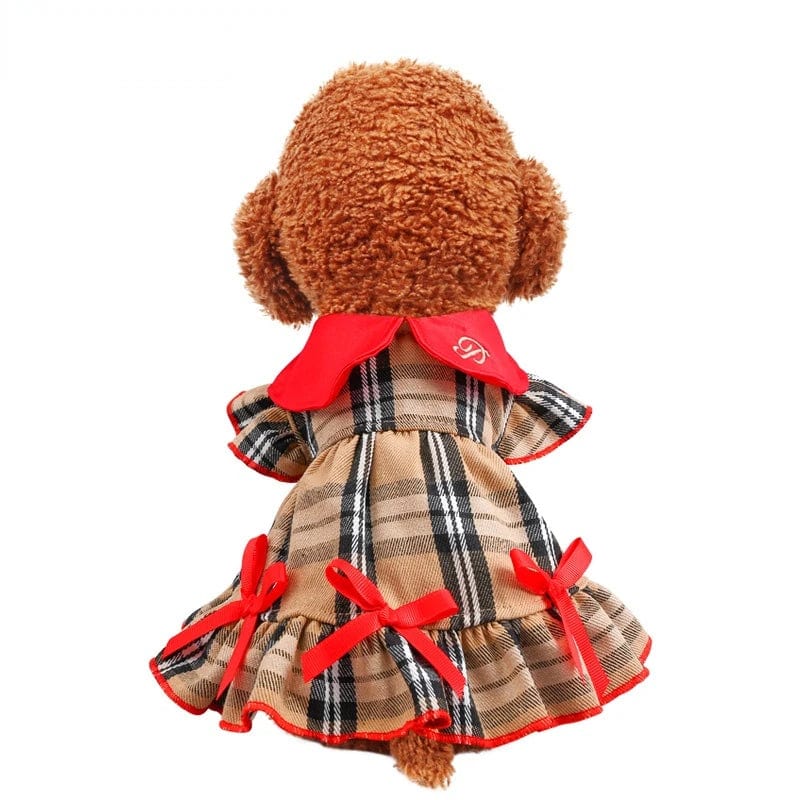 Dog Dress Autumn and Winter New Products Dog Cat Costume Princess Student Teddy Classic Plaid Skirt  Dog  Clothes