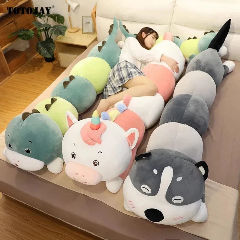 Huggable Big Long Cute Dinosaur Plush Toy Soft Cartoon Animal Pig Stuffed Unicorn Doll Boyfriend Pillow Kids Girl Birthday Gift