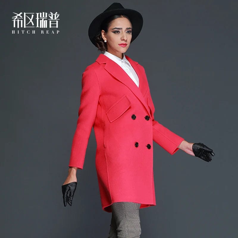 Double Sided Wool Coat Women's Double Breasted Suit Cashmere Free Small Short Coat