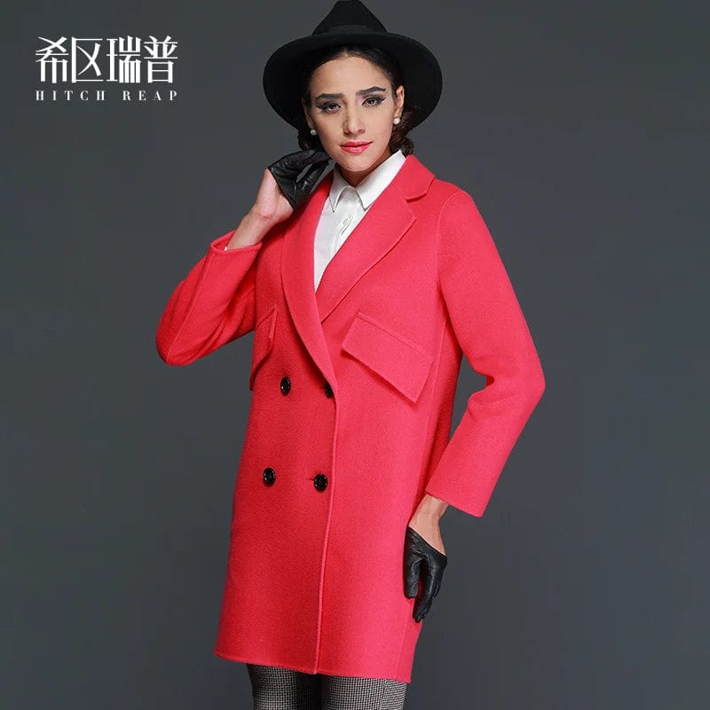 Double Sided Wool Coat Women's Double Breasted Suit Cashmere Free Small Short Coat