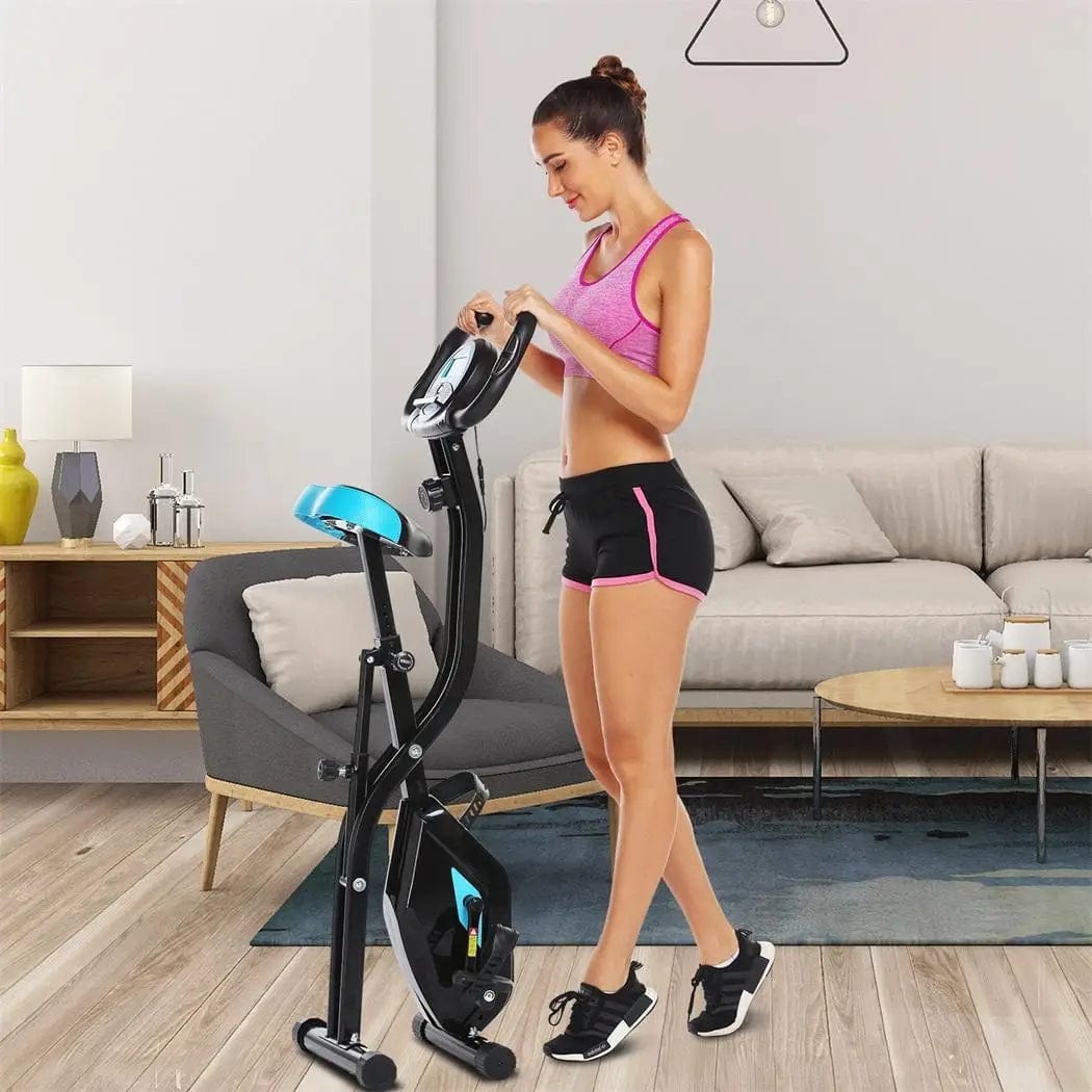 Home Indoor Folding  Fitness Bicycle Cardio Trainer Time Speed Calories Display Spinning Bike Fat Burning Exercise Bike