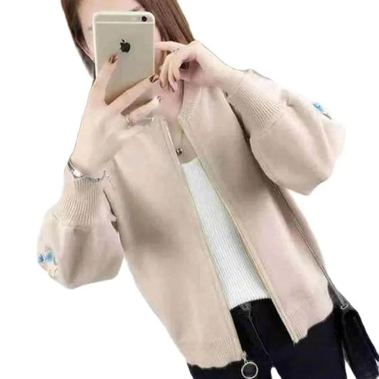 2024Spring Autumn New Knitted Cardigan Sweater Women Short Jacket Embroidery Coat Baseball Uniform Outwear Female женская куртка