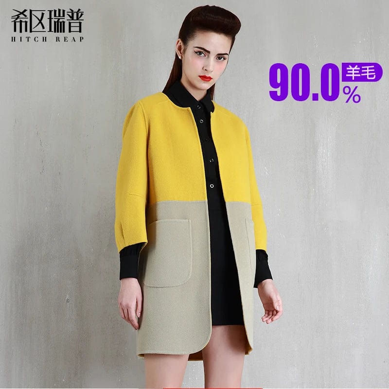 90% Wool Tweed Coat Color Matching Small Short Cashmere Free Loose Coat