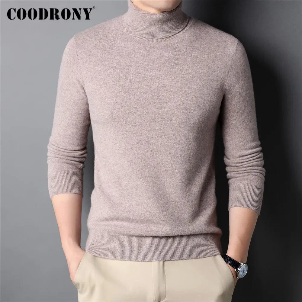 COODRONY Brand Autumn Winter Thick Warm Turtleneck Sweater Top 100% Pure Merino Wool Pullover Men Cashmere Knitwear Jersey C3112