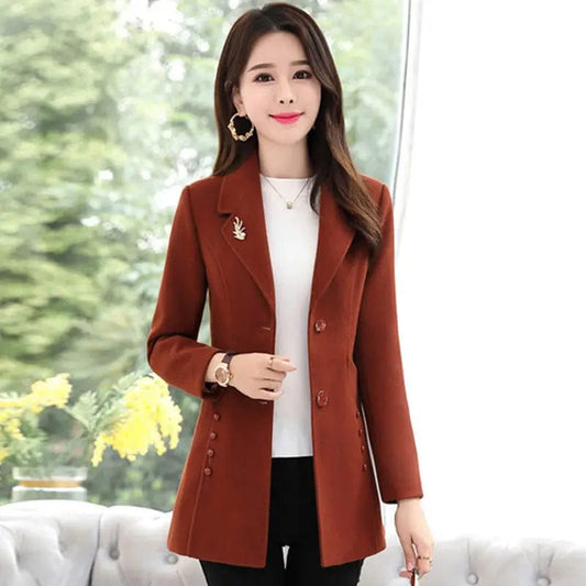 2024 Spring And Autumn New Women's Woolen Coat Fashion Slim Wild Female Jacket Short Women's Clothing