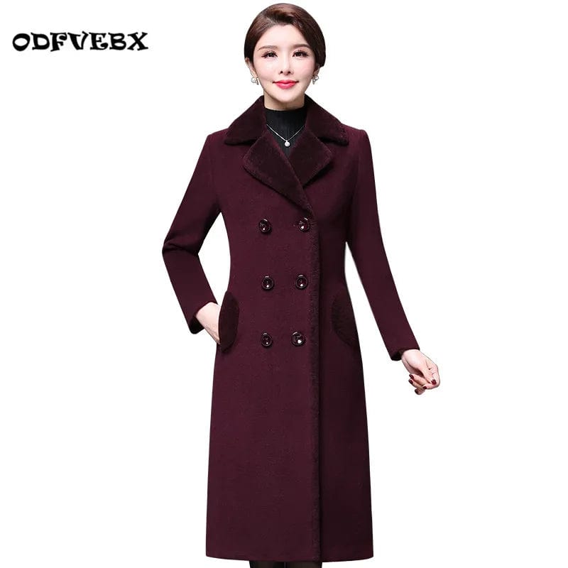 Boutique wool coat female medium long new large fashion cashmere woolen coat thicken autumn winter Windbreaker coatODFVEBX HY135