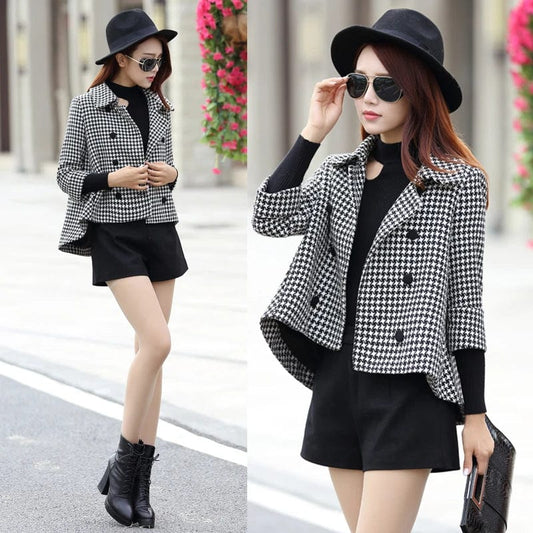 2019 Spring and Autumn new cloak double-breasted wool coat Ms. short paragraph jacket