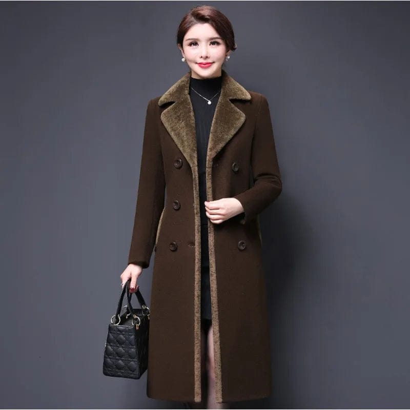 Boutique wool coat female medium long new large fashion cashmere woolen coat thicken autumn winter Windbreaker coatODFVEBX HY135