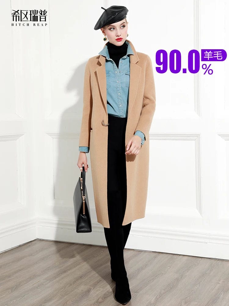 High End Double-Sided Cashmere Wool Coat Women's Loose Off-Season Cashmere Free 2021 New Camel