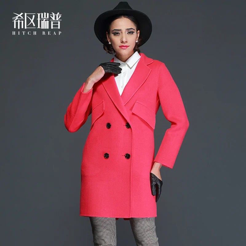 Double Sided Wool Coat Women's Double Breasted Suit Cashmere Free Small Short Coat