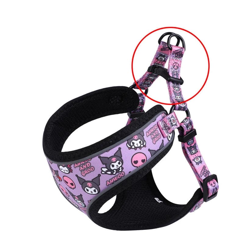 Reflective Dog Harness Cartoon Adjustable Soft Walking Leash Set Puppy Cat Quick Release Vest Harnes for Small Medium Dog