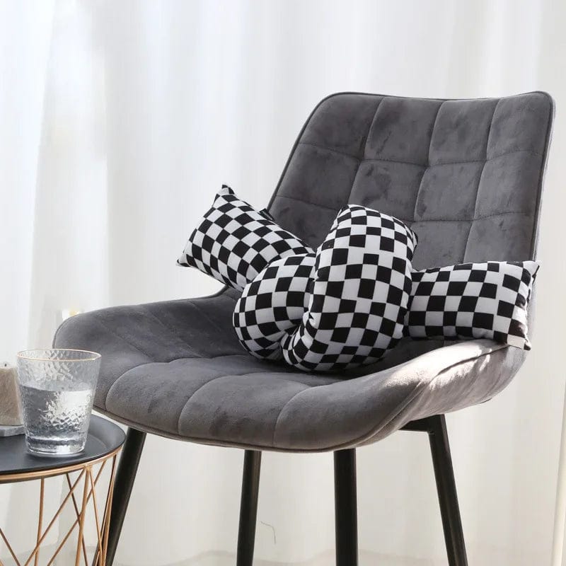 Beautiful Checkerboard Throw Pillow Twist Pillow Knot Sofa Bed Decorative Throw Pillow Living Room Waist Pillow Back Cushion