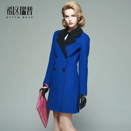 Double Sided Wool Coat Tweed Suit Collar Cashmere Free Small Slim Short