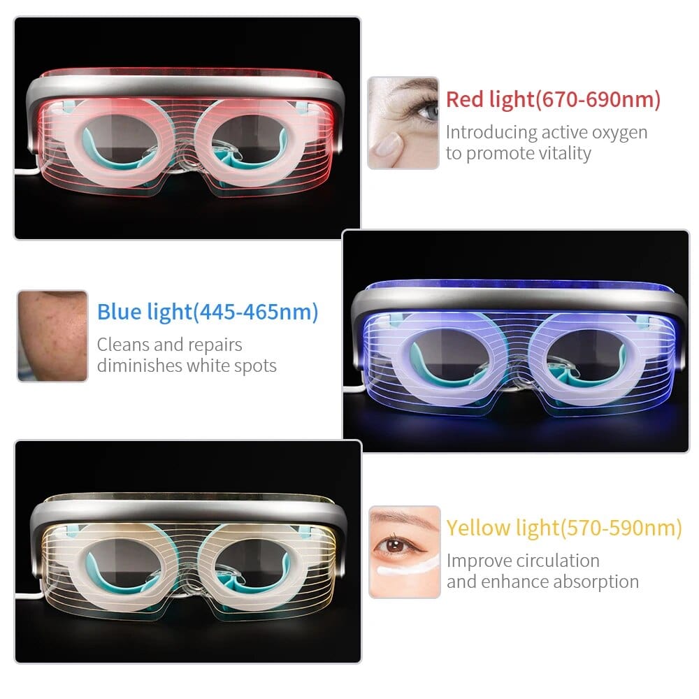 Masajeador de ojos con fotones LED, terapia de luz antienvejecimiento, dispositivo de belleza con vibración para apretar la piel de los ojos, compresa caliente, relajante, venda para los ojos musculares