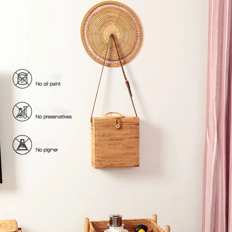 Home Woven Wall Basket Natural Boho Home Decor Decorative Rattan Decor Woven Wall Decor Woven Wall Hanging 11.8 inch