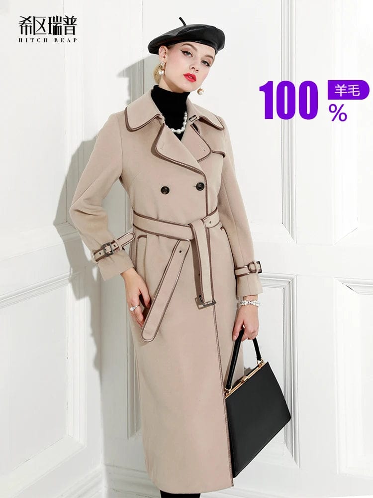 100% Wool Coat Women's European And American Tweed Coat Cashmere Free New Fashion In Winter