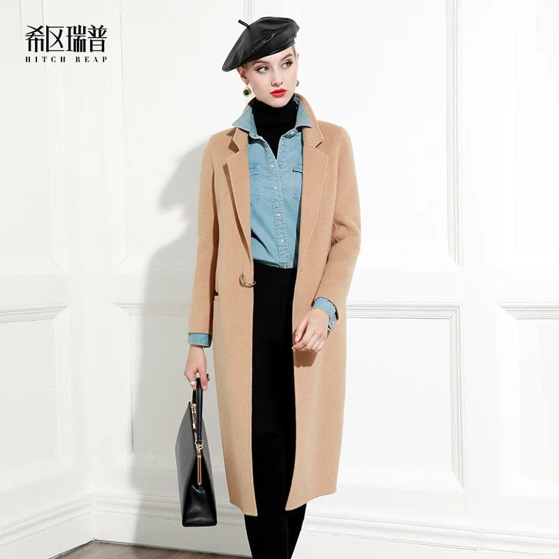 High End Double-Sided Cashmere Wool Coat Women's Loose Off-Season Cashmere Free 2021 New Camel