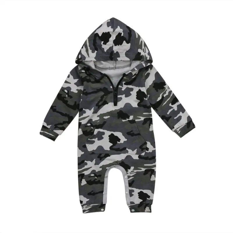 0-24M Baby Newborn Baby Camo Long Sleeve Romper Infant Jumpsuit Boy Hooded Boy Camouflage Romper Boys Outfit Warm Spring Autumn