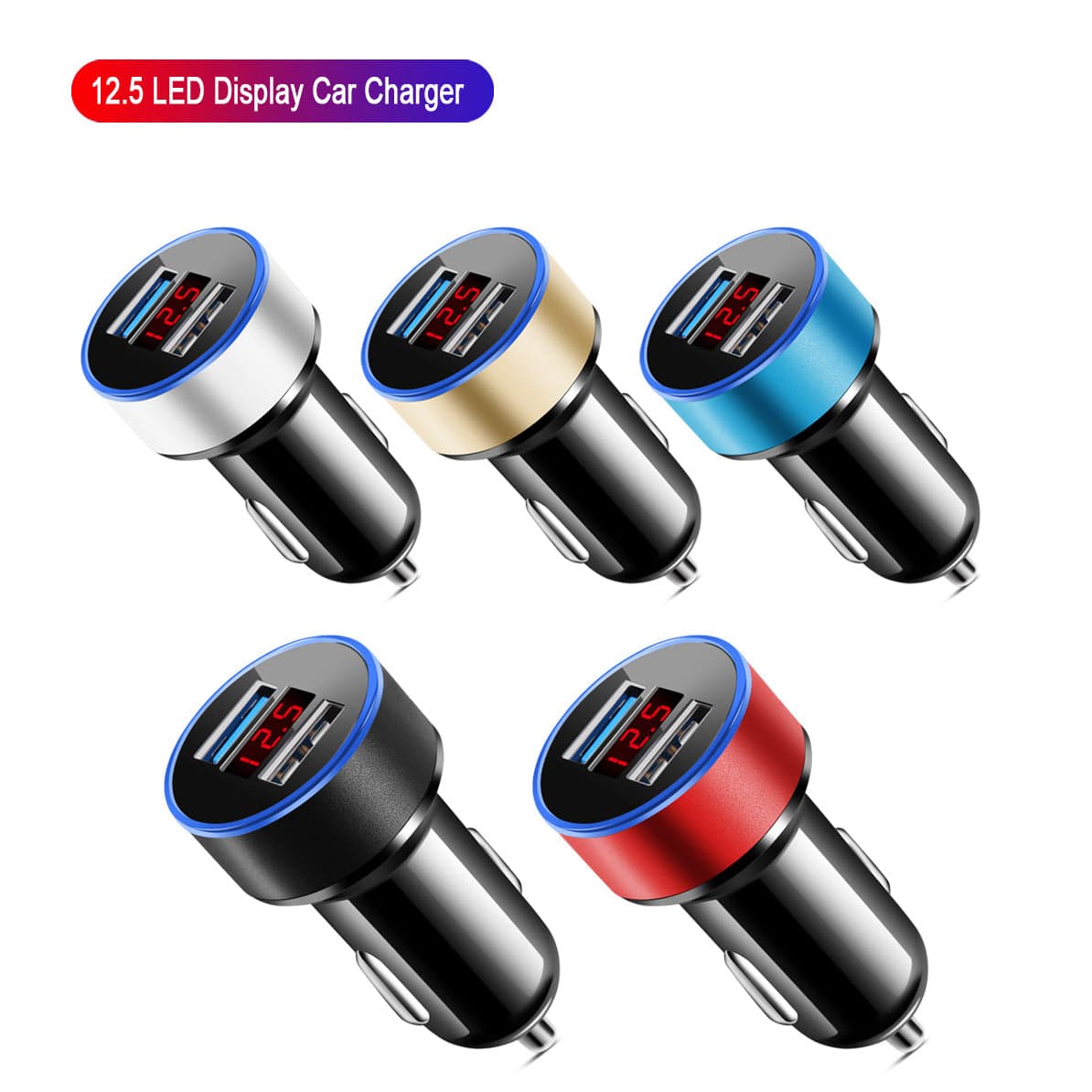 Cigarette Lighter 3.1A Digital Display Car Charger Car Dual Port USB Car Charger One Drag Two 2 Ports Car Electric Wholesale