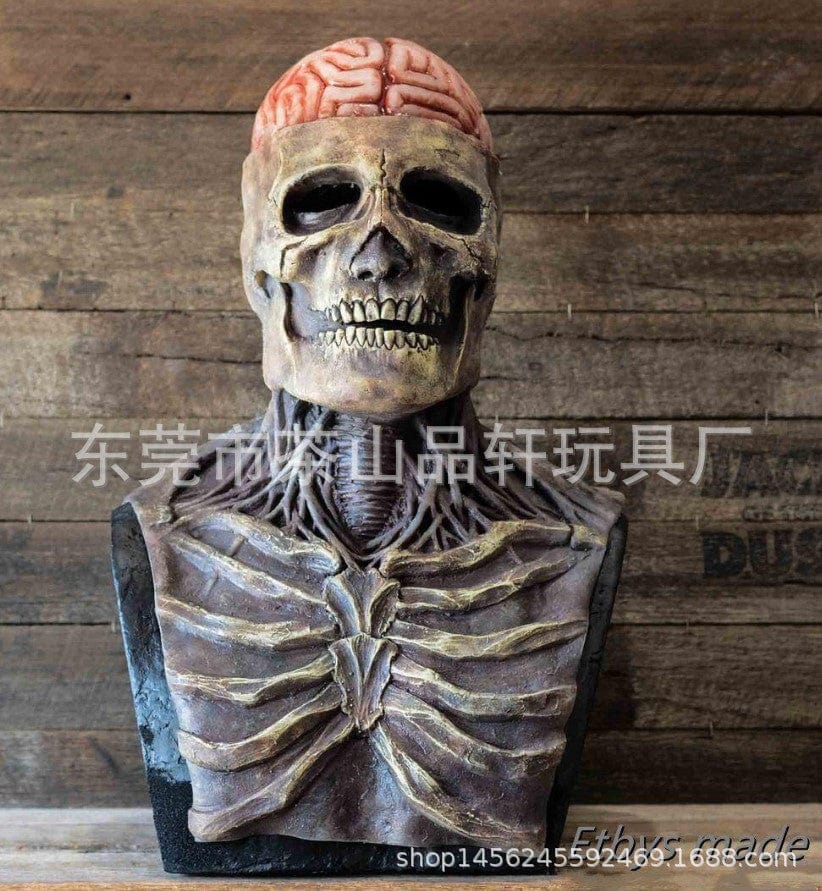 Biochemical Crisis Terror Skull Mask Halloween Latex Head Cover Brain Mobile Mouth Demon Zombie Skeleton Mask