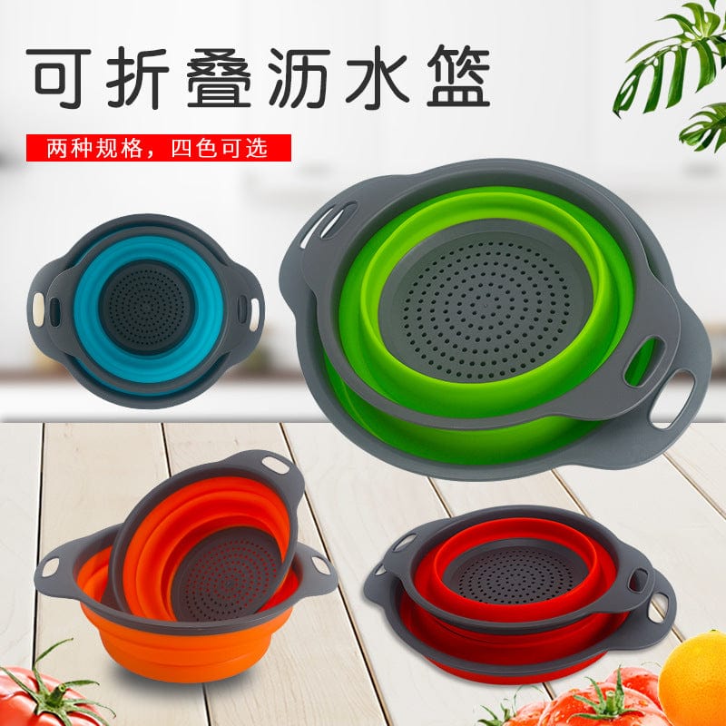 Amazon drain basket multifunctional foldable retractable drain basket kitchen vegetable filter basket round fruit direct sales