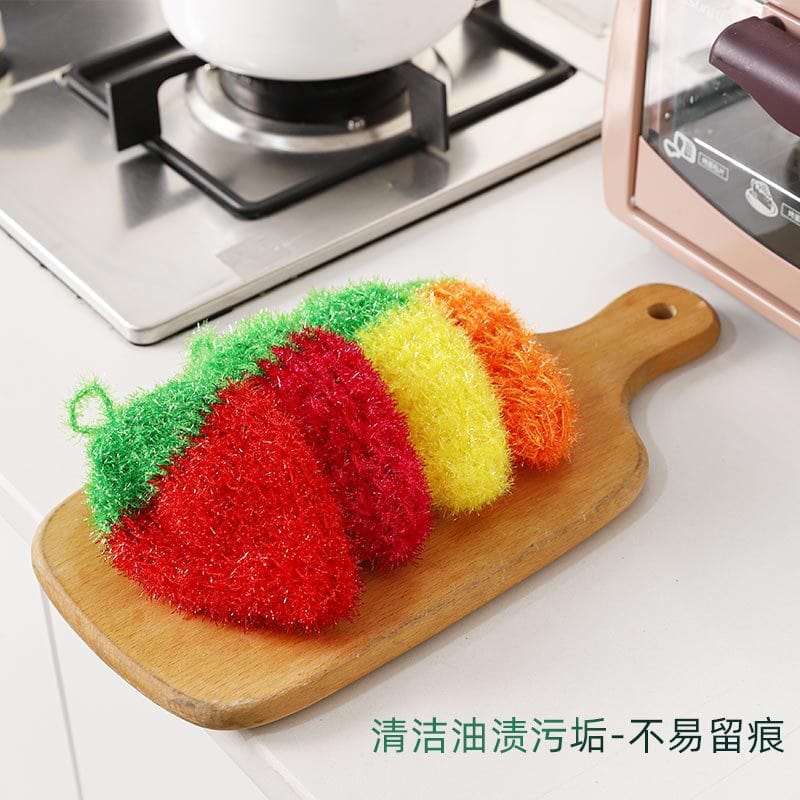 Acrylic dishwashing towel cleansing oil, not injured, four colored strawberries, fashion, beautiful