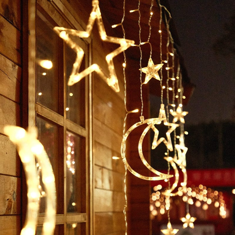 LED solar USB remote control light string stars Light star moonlight curtain lamp festival Christmas room outdoor decorative light